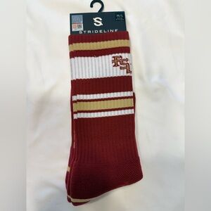 StrideLine Florida State University Red and White Striped Socks